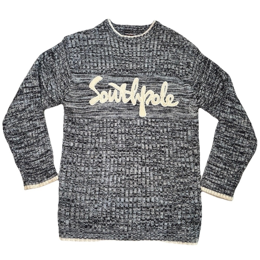 Vintage Y2K Southpole Knit Sweater Spell Out Logo Crewneck Long Sleeve Men's M